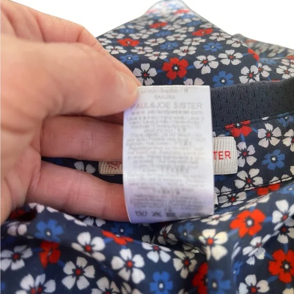 Paul & Joe SISTER Navy Red White Floral Button-Front Dress - Picture 12 of 12